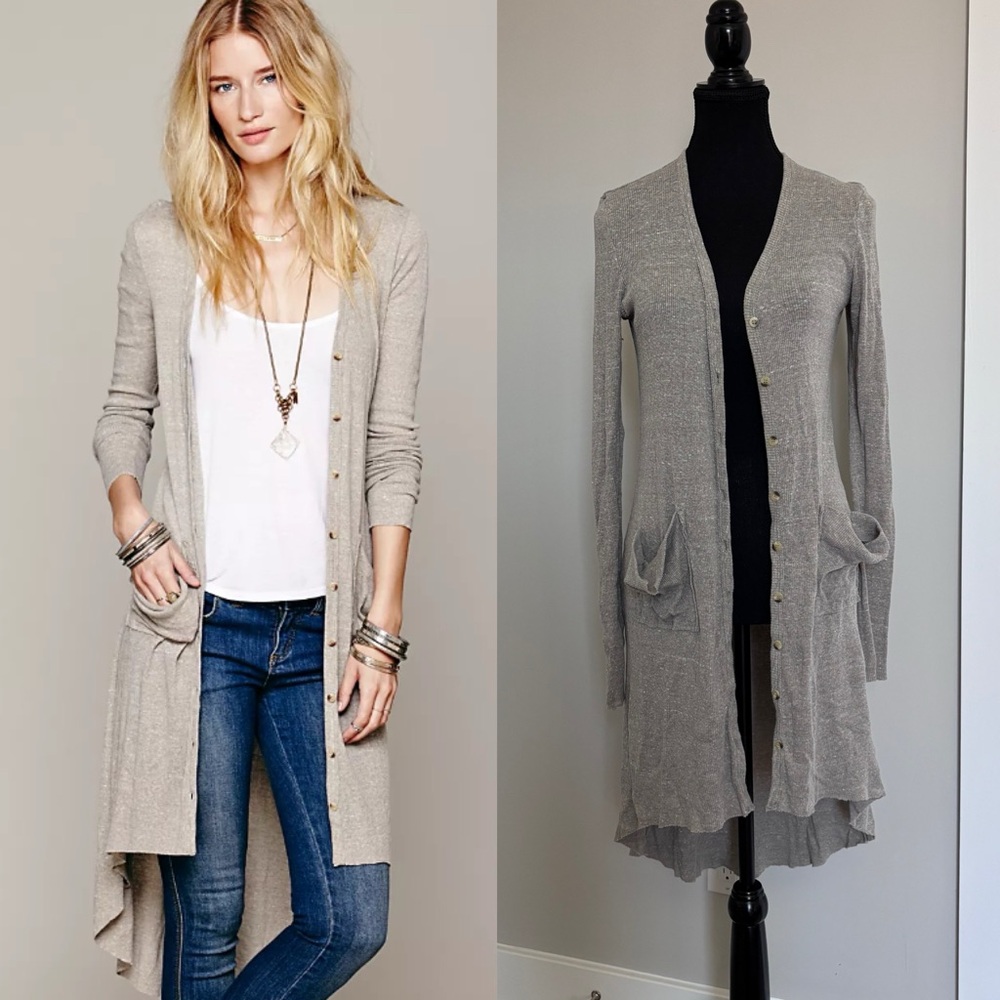 Free People Ribbed Up Maxi Cardi | Women's Gray Cardigan Sweater